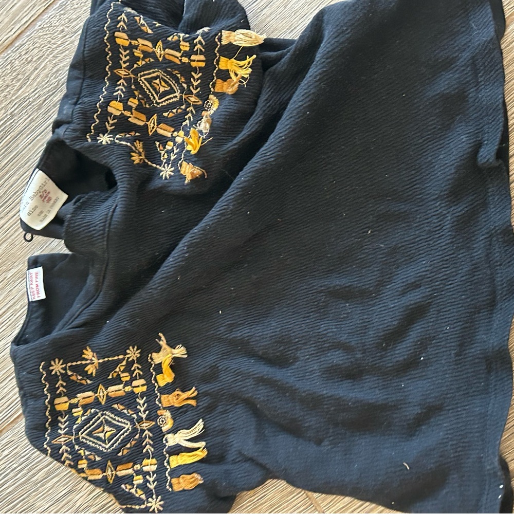 Zara Black Kids Top with Gold Embroidered Tassels